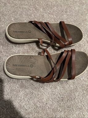Merrell Brown Multi-Strap Slide Sandals